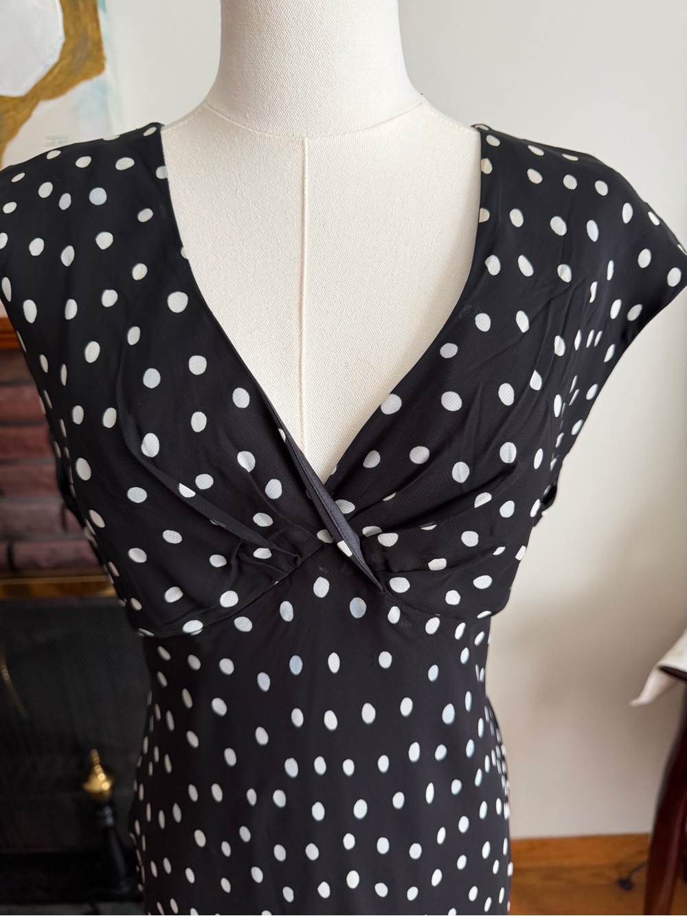Jones New York Black and White Polka Dot Midi Dress